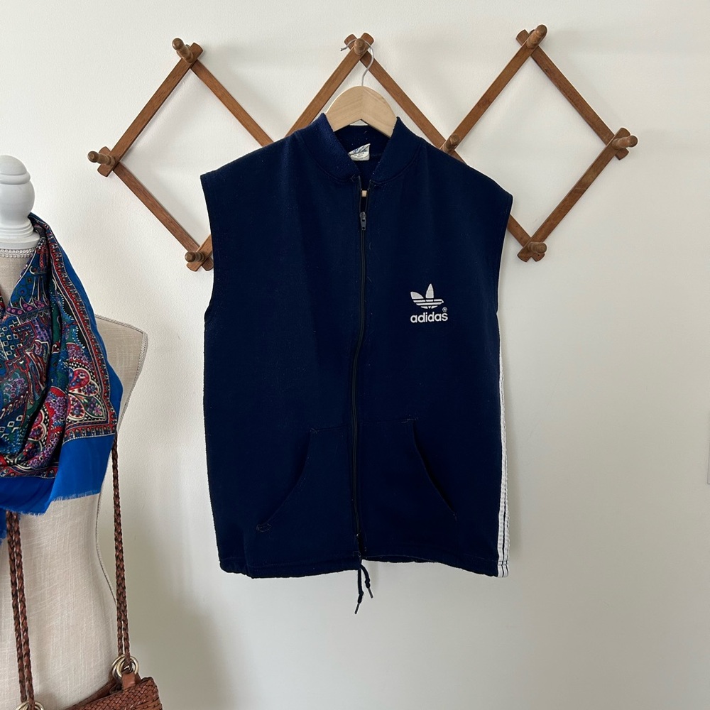 💫Adidas 80’s Vintage Navy Blue Zip-Up Sweater